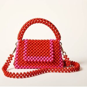 New Kate Spade Target Colorblock Beaded Crossbody Bag Red/Pink